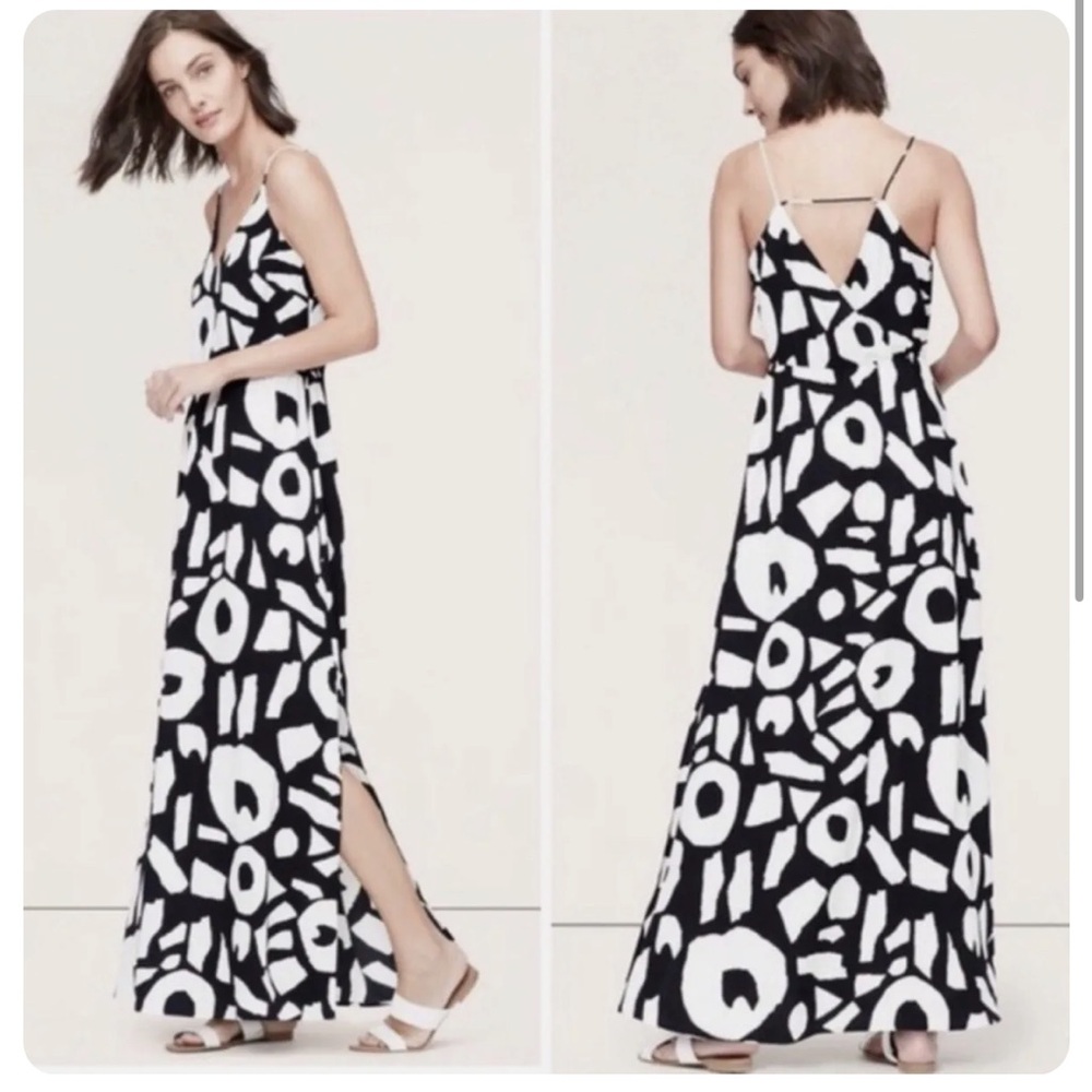 LOFT Black/White Maxi Dress